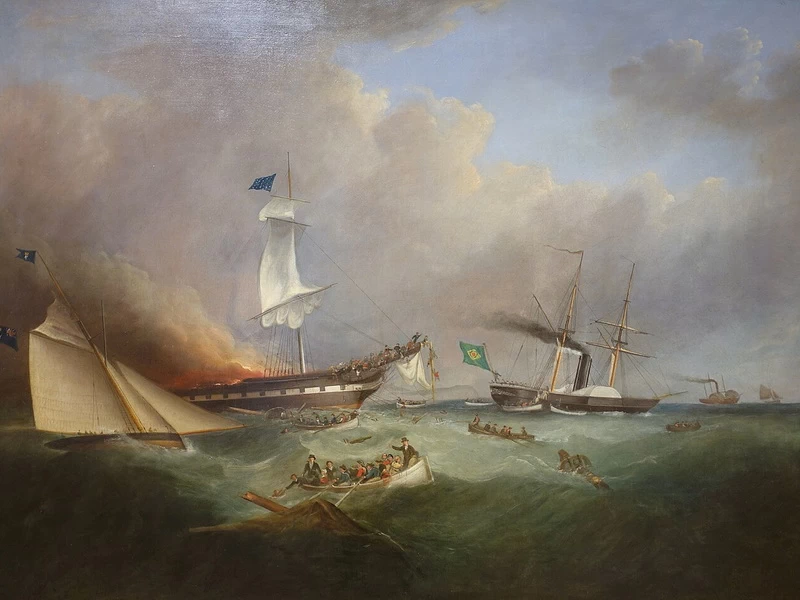 1811-Samuel Walters - Incendio dell'Ocean Monarch al largo del Great Orme